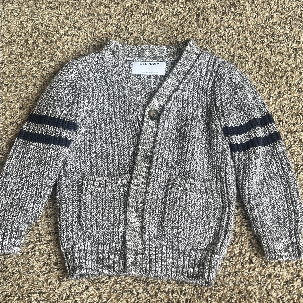 Old Navy Gray Cardigan with Navy Accents